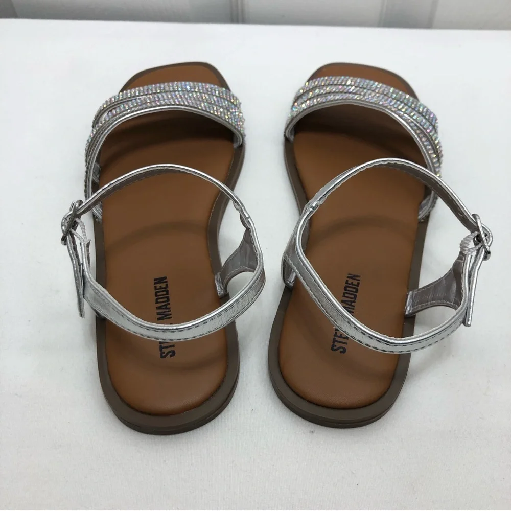 Steve Madden‎ JNAYYA-751 Silver Rhinestone Girls Sandals Size 3